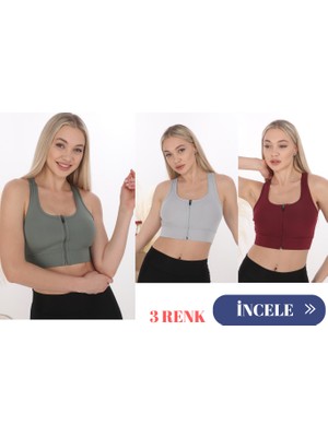 3 Lü Form Angel Kadın Geniş Akılı Fermuarlı Crop Büstiyer