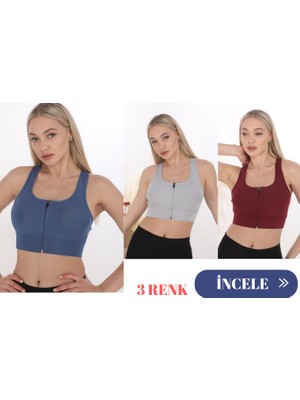 3 Lü Form Angel Kadın Geniş Akılı Fermuarlı Crop Büstiyer