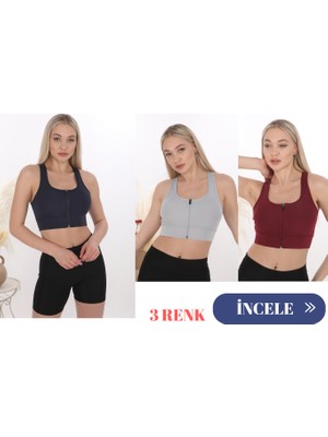 3 Lü Form Angel Kadın Geniş Akılı Fermuarlı Crop Büstiyer