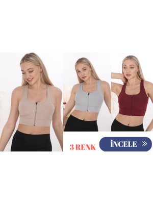 3 Lü Form Angel Kadın Geniş Akılı Fermuarlı Crop Büstiyer