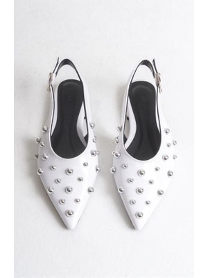 Kadın Cle Beyaz Rugan Troklu Ayakkabı