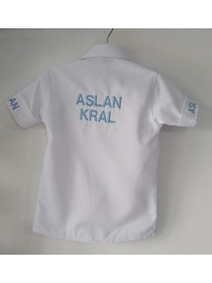 Terzim Ayşenur Isimli Gömlek Nakış Işlemeli Kişiye Özel Beyaz Renkli Kısa Kollu Erkek Çocuk Gömleği 0-5 Yaş