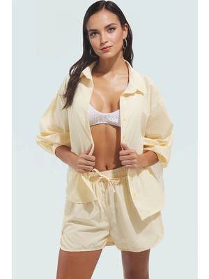 Rahat ve Şık Plaj Takımı Çizgili Terrycotton Gömlek Şort Özel Tasarım