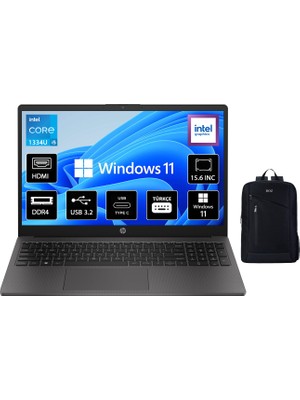 Hp 250 G10 Intel Core I5 1334U 16GB 512GB SSD Windows 11 Home 15.6" Taşınabilir Bilgisayar B2NC5ES + Boz Çanta