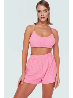 Rahat Havlu Kumaş Bluz Şort Takım Plaj Havuz Için Mükemmel Yazlık ve Şık Özel Tasarım