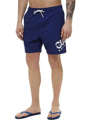 Guess Lacivert Erkek Şort Mayo Swımtrunk Medıum Log