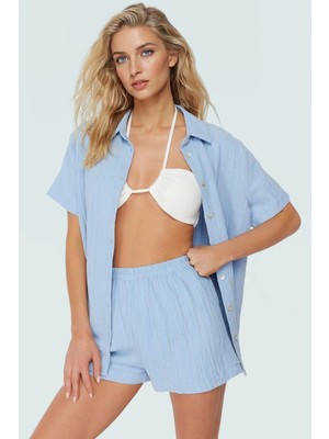 Dokuma Keten Karışımlı Oversize Plaj Şort Takım Yazlık Kombin Mükemmel Uyum Özel Tasarım