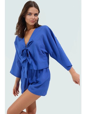 Nefes Alan Pamuklu V Yaka Şort Gömlek Takım Yazlık Plaj Modası Mükemmel Uyum Rahat Kullanım