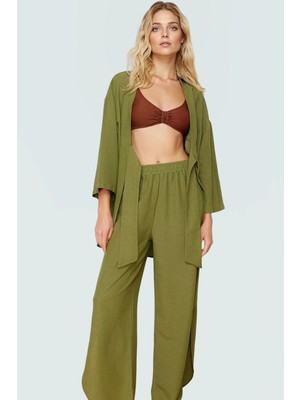 Plaj Için Ideal Keten Karışımlı Gömlek Pantolon Takım Oversize Nefes Alan Kumaş Mükemmel Uyum