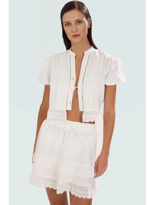 Rahat ve Şık Pamuklu Bluz Etek Takım Yazlık Plaj Giysisi Seçkin Malzeme Günlük Kullanım Için