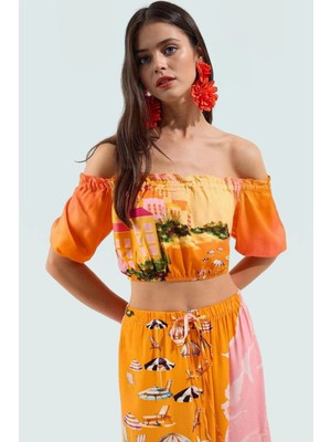Yazlık Şal Desenli Viskoz Bluz Etek Takım Rahat ve Şık Plaj Modası Görünüm Modern Stil