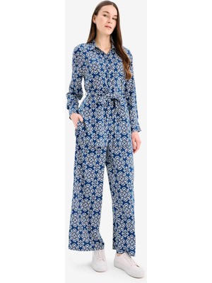 DeFacto Wide Leg Geniş Bol Paça Desenli Viskon Pantolon D9757AX25SM
