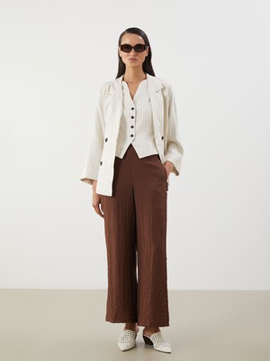 Lc Waikiki Yeni Sezon Beli Lastikli Keten Gorunumlu Kadin Pantolon - S5QE91Z8