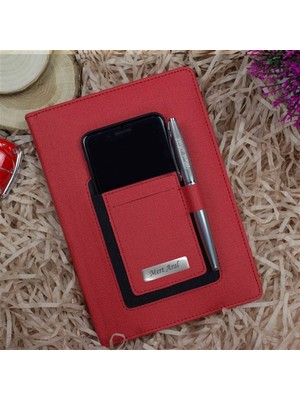 Kalemedair Kişiye özel Kanguru Cepli Termo Deri Defter ve Kalem Seti