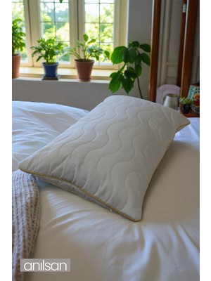 Biyeli Kapitone Deluxe Pamuklu Fermuarlı Yastık Koruyucu Kılıf 50X70 cm