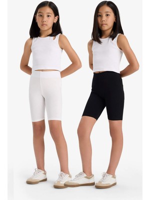 DeFacto Kız Çocuk Biker Penye 2'li Tayt B7616A825SM