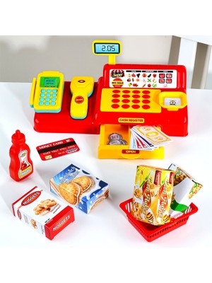40 Parça Yazar Kasa Alışveriş Seti - Aksesuarlı Market Seti Eğitici Öğretici Oyuncak