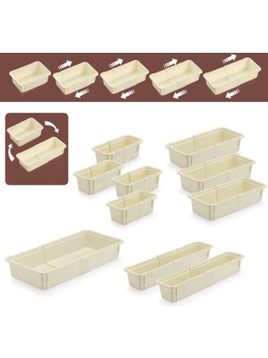 Meleni Home 10 Parça Uzayabilen Makyaj Organizeri - Ayarlanabilir Modüler Çekmece İçi Takı Aksesuar Düzenleyici