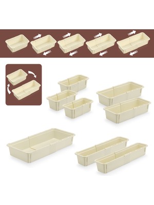 Meleni Home 8 Parça Uzayabilen Makyaj Organizeri - Ayarlanabilir Modüler Çekmece İçi Takı Aksesuar Düzenleyici