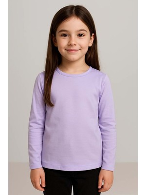 Unisex Çocuk Bisiklet Yaka Uzun Kollu Okul Badi M00748 Lila