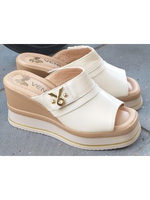 Bags Shoes Venüs 2510904Y Kadın Hakiki Deri Dolgu Taban Terlik