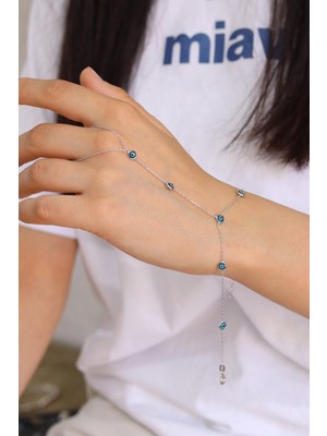 Nazar Boncuklu Zincir Model Hayalet Şahmaran Gümüş Bileklik 201024423