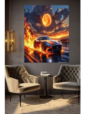 Özkacar Group Alevli Mercedes Sanatsal Kanvas Tablo Ev Duvar Salon Ofis Dükkan Hediyelik Dekarasyon Süsü