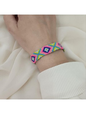 Bileklik Bohemian Etnik Retro Geometrik Dokuma 1 Adet Bilezik Kadın Kız Aksesuar