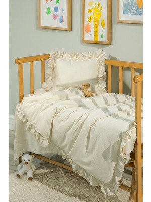 Keten Görünümlü Fırfırlı Bebek Nevresim Takımı - Ztbnt