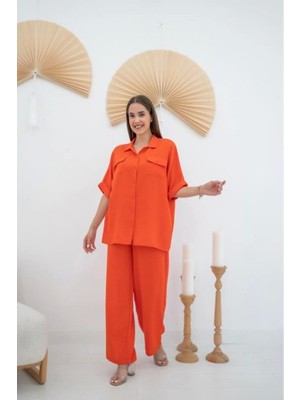 Oranj Gömlek ve Pantolon Takım