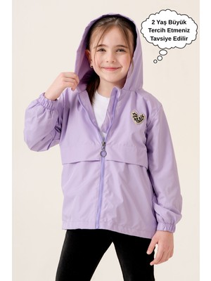 Kız Çocuk Kapüşonlu Cepli Astarlı Mevsimlik Yağmurluk