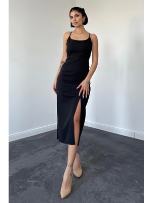 Fy Butik Siyah Sırt Dekolteli Elbise