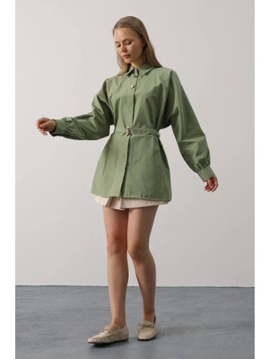 Kuşak Detaylı Tunik Gömlek - Haki