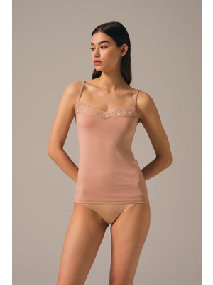 Basic Modal Ince Askılı Dantelli Atlet