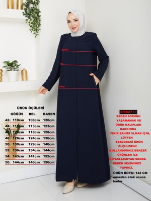 Günay Karaca Yazlık Tesettür Lacivert Ferace Krep Kumaş Büyük Beden 20234