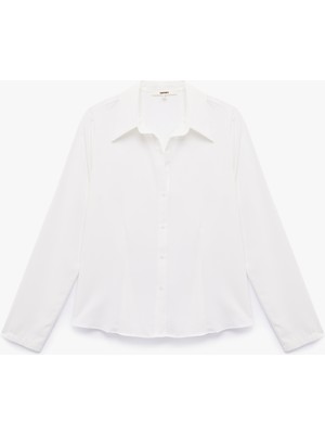 Koton Regular Fit Uzun Kollu Klasik Yaka Saten Gömlek