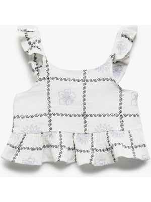 Koton Pamuklu Fırfır Detaylı Askılı Crop Bluz