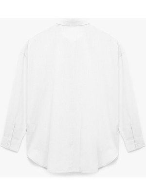 Koton Pamuklu Klasik Yaka Düğmeli Uzun Kollu Oversize Gömlek