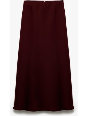 Koton Regular Fit Midi Boy Saten Kloş Etek