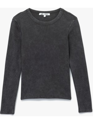 Koton Uzun Kollu Bisiklet Yaka Yıkamalı Pamuklu Basic Tişört