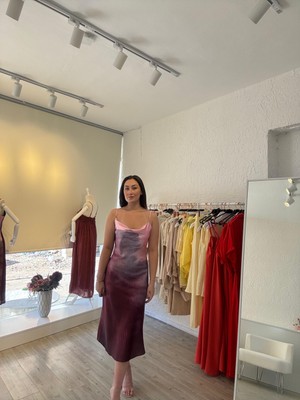 Ip Askılı Saten Elbise