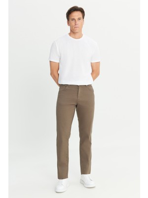 Texas Authentic Slim Fit Dar Kesim Normal Bel Bej Esnek Pantolon