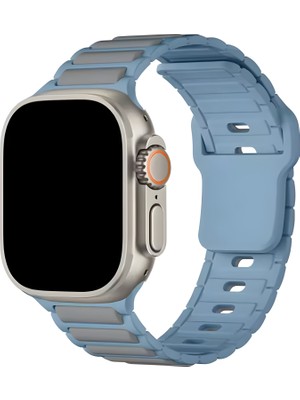Apple Watch 10 9 8 7 6 Se Ultra Uyumlu 42 44 45 46 49MM Çift Renk Bakla Desen Hibrit Silikon Kordon