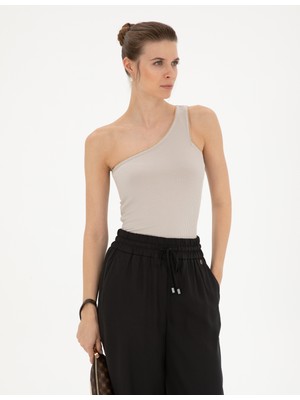 Pierre Cardin Kadın Bej Ex. Slim Tek Omuz Tişört 50284718-VR085