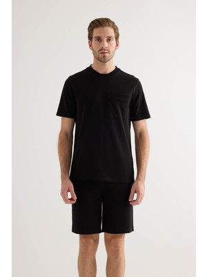 Erkek Pamuklu Pique Cepli Kısa Kol T-Shirt