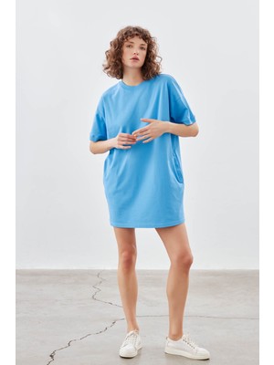 Kadın Pamuklu Pique Cepli Kısa Kollu Elbise