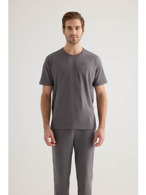 Erkek Pamuklu Kısa Kollu Pijama Üstü