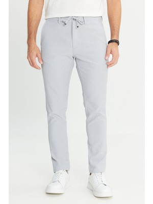 Slim Fit Dar Kesim Beli Bağlamalı Çizgili Yan Cepli Casual Jogger Pantolon