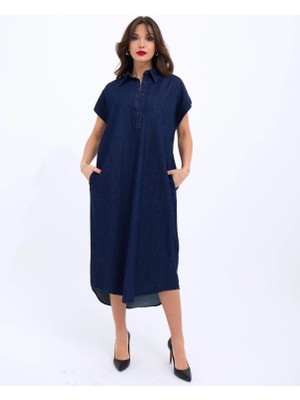 7348 Kot Elbise-Mavi