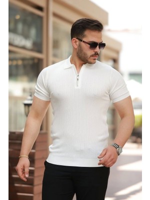 Fy Butik Erkek Fermuar Yakalı Kısa Kollu Tişört